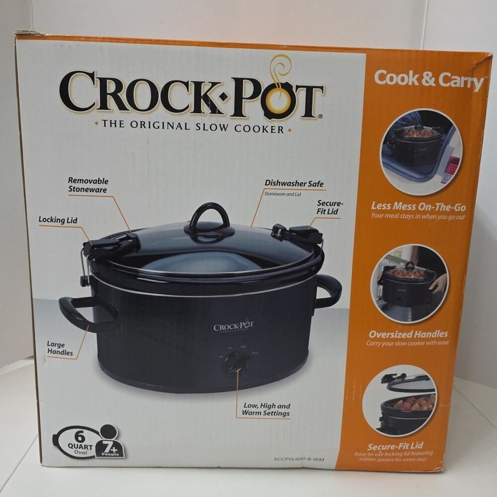 Crock Pot Slow Cooker Original COOK & CARRY 6 QT. OVAL #SCCPVL600 New - Picture 2 of 6